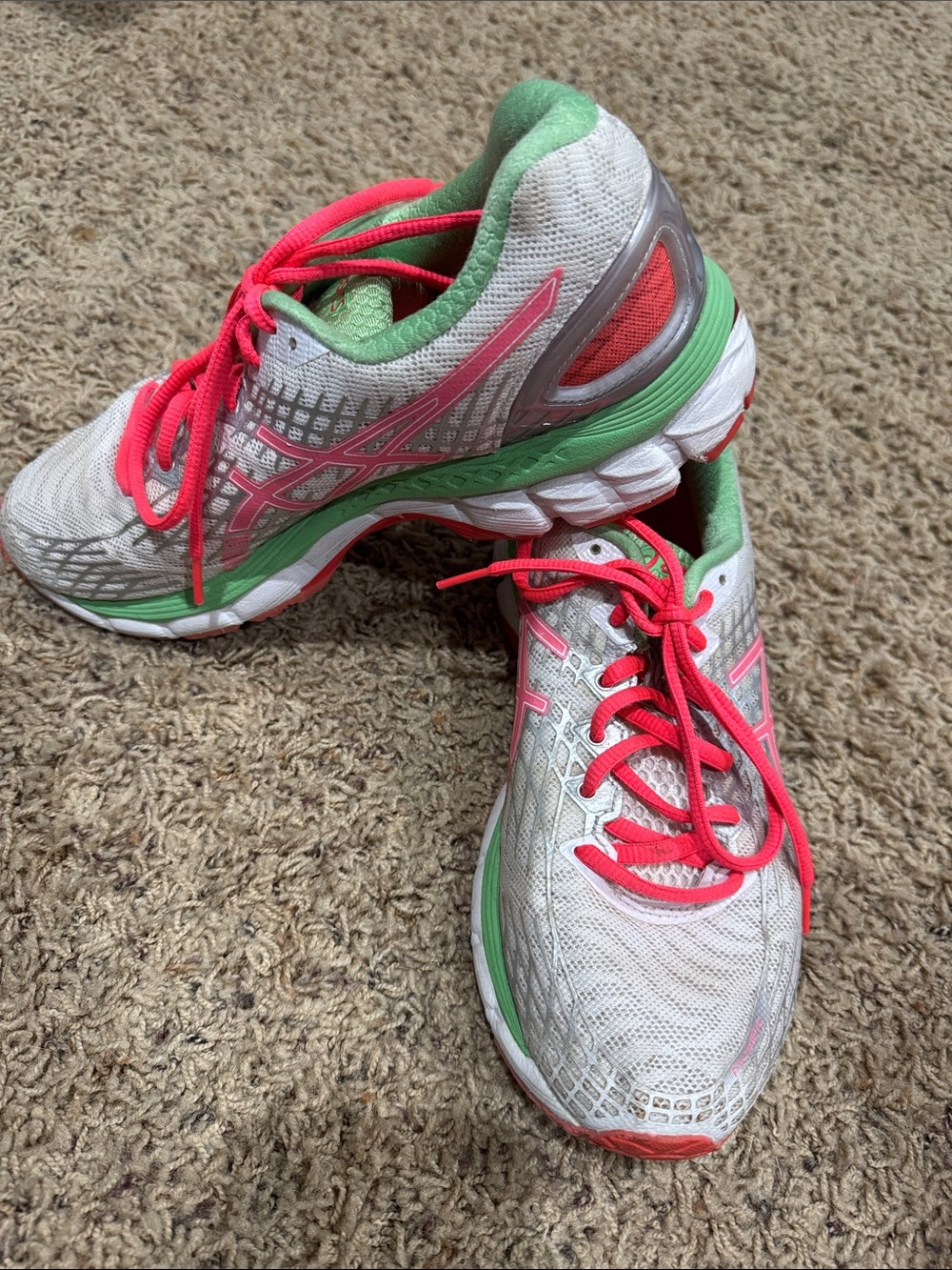 ASICS Women's Athletic Running Shoes - Coral Pink & Mint Green